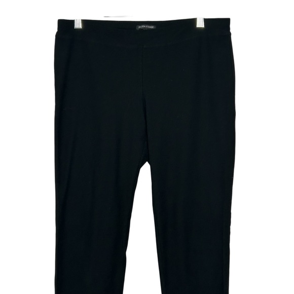 Eileen Fisher Black Ponte Knit Pull-On Stretch Elastic Waist Ankle Pants Sz L - Picture 3 of 7